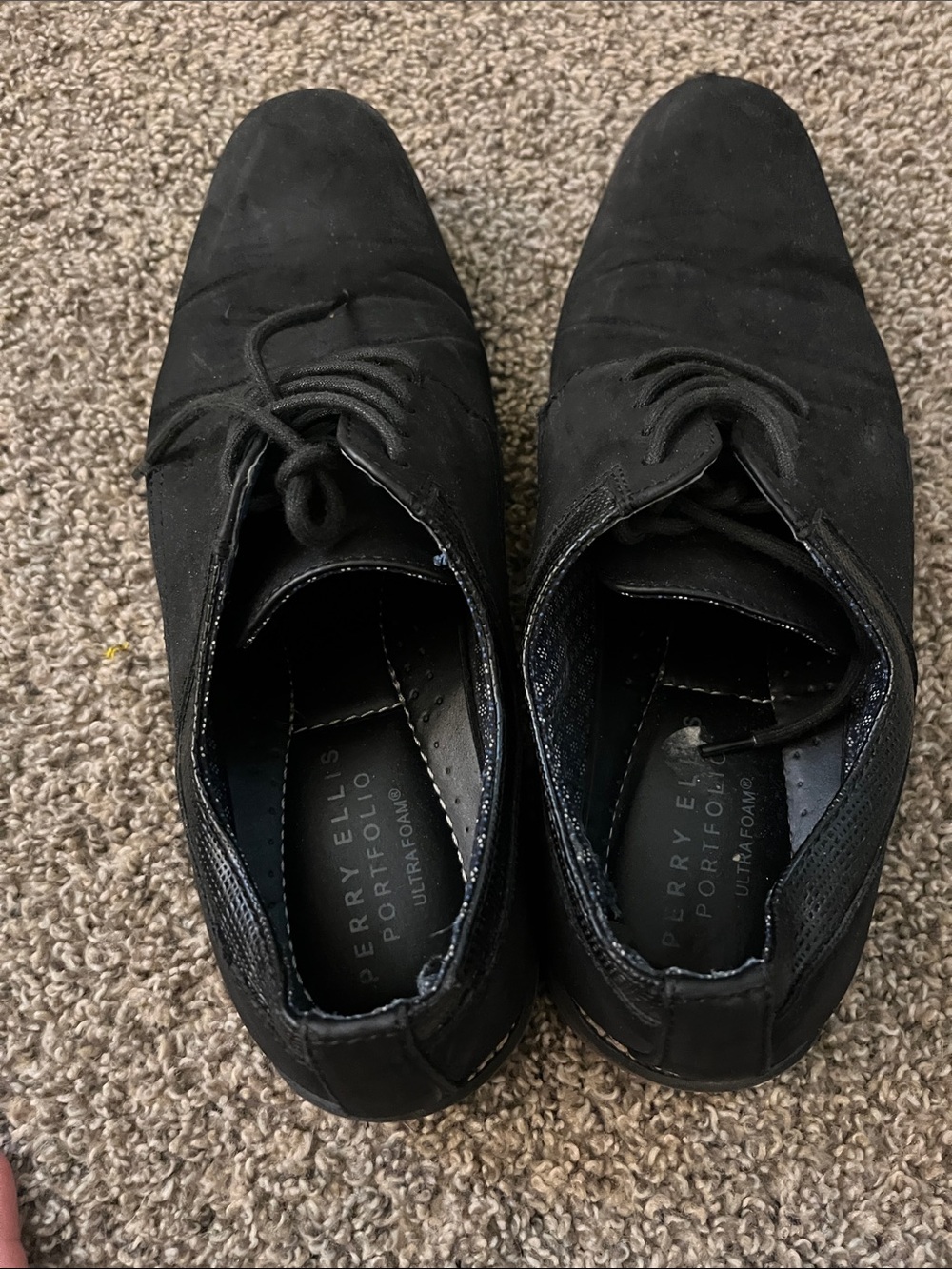 Men's Black Lace-Up Dress Shoes Perry Ellis - Picture 4 of 5